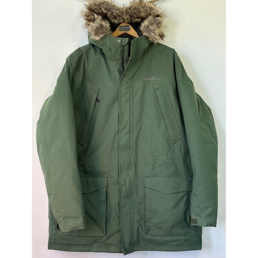 Eddie Bauer Parka WeatherEdge Down Faux Fur Hood Coat Mens 2XL Tall Good
